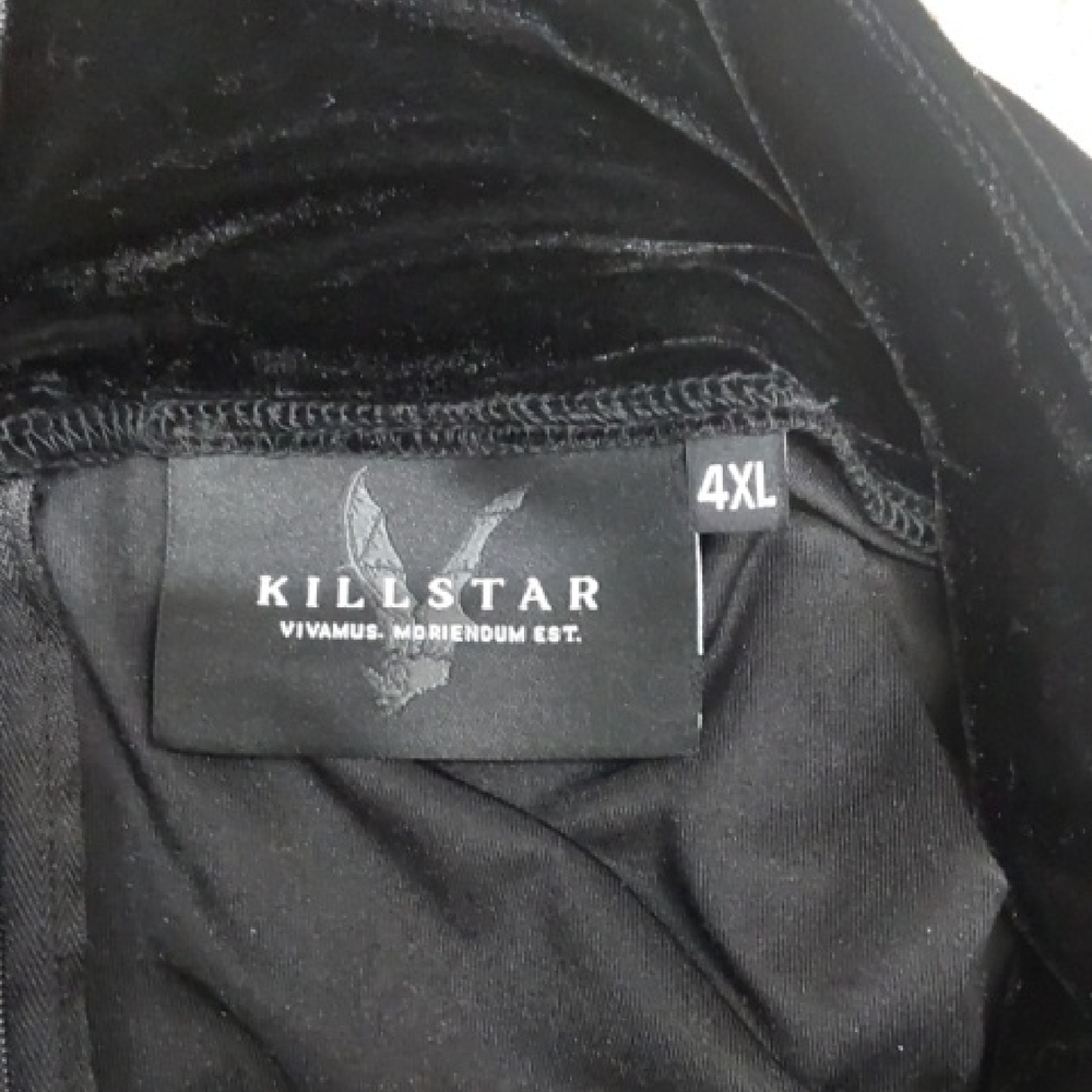 Killstar Black Velvet Skater Skirt with Red Embroidery - Picture 2 of 6